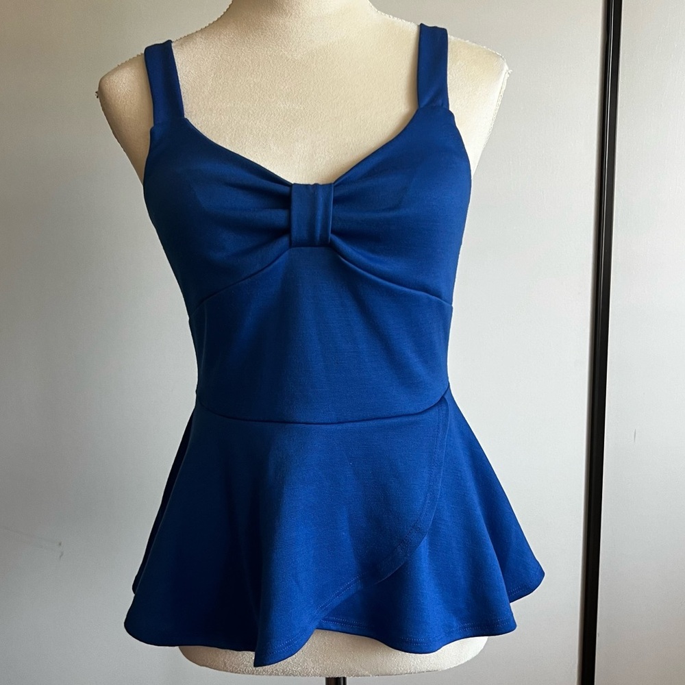 Royal blue bow bustier top